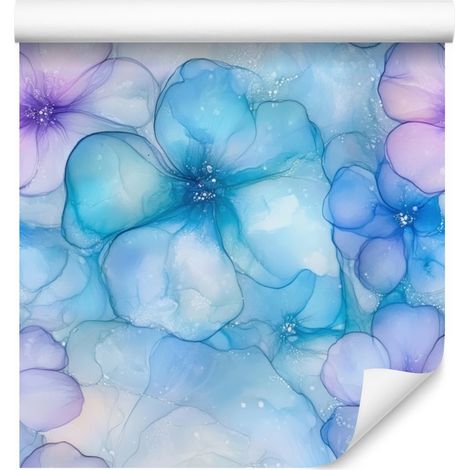 Carta da parati nei toni dell'azzurro, blu, lavanda e celadon, 50x1000 cm. (1/5)