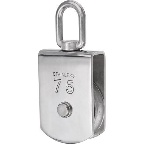 sourcing map Poulie Simple M75, en Acier Inoxydable 304, pour Câble de Suspensions, Crochet Pivotant de Grue de Levage, Rouleau de Poulie pour Corde et Câble (1/5)
