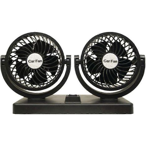 Ventilateur Voiture - USB 12 V - Double Hélice - Rotation 360° - 2 Vitesses Réglables - Noir - 1 Pièce (1/5)