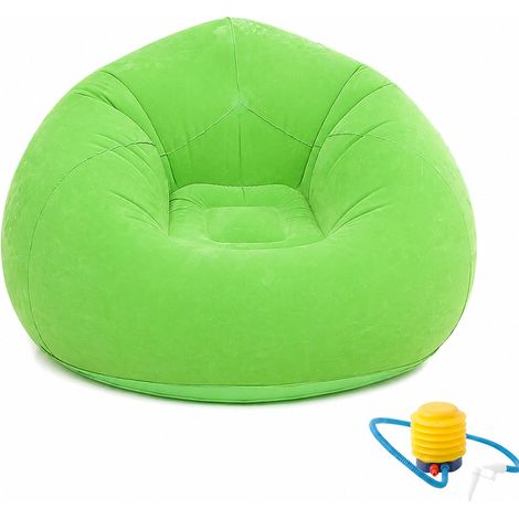 Fauteuil gonflable, pouf gonflable avec pompe à pied, vert (1/5)