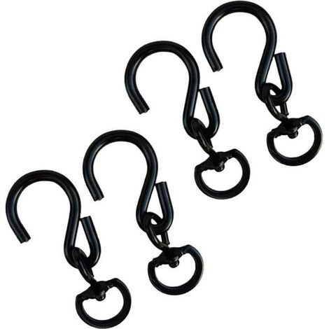 Crochets pivotants pour plantes suspendues, lot de 4, rotation à 360 degrés, métal antirouille, noir (1/4)