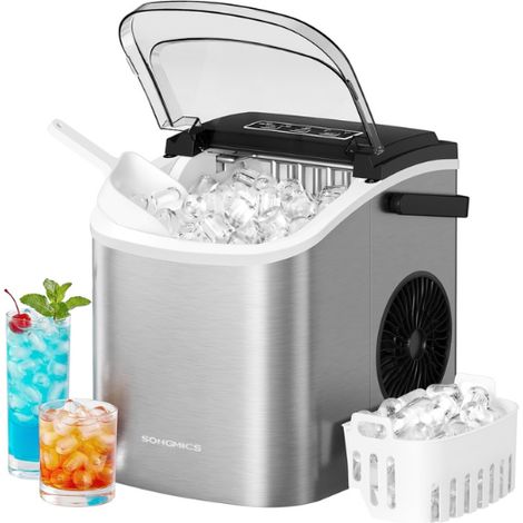 Machine à glaçons portable pour cuisine bureau camping 31 x 25 x 32 cm production rapide 9 glaçons en PP gris