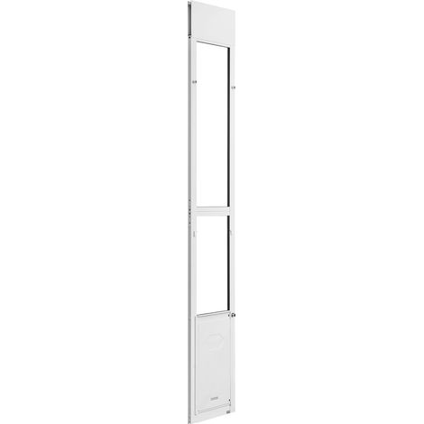 Porte pour chien en verre coulissant, hauteur ajustable 1927 mm à 2049 mm, cadre aluminium, design avec verrou pour grands chiens (1/5)