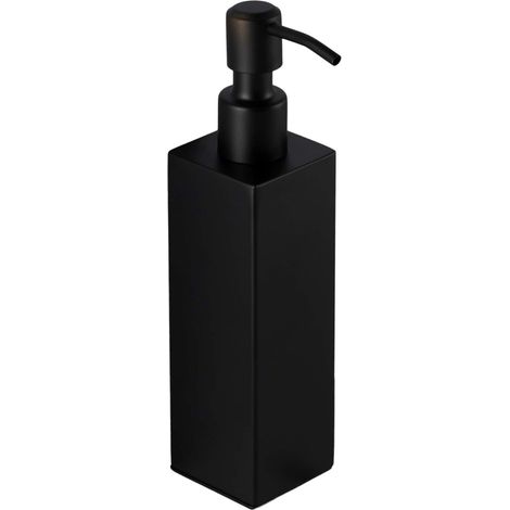 Dispenser di sapone autoportante in acciaio inox nero - portasapone da bagno (acciaio inox (nero), quadrato) (1/5)