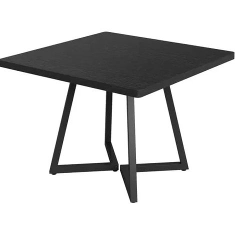Table à manger carrée 80 cm pour 2 à 4 personnes, style industriel, plateau MDF aspect bois et piètement métal noir pour cuisine, bureau ou petit espace - CHICFURN (1/5)