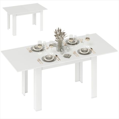 Table de salle à manger Table à manger extensible blanche en MDF (1/5)