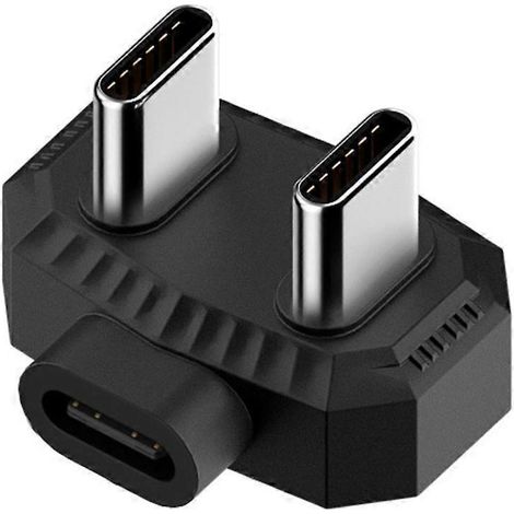 Adaptateur USB-C femelle vers double interface Type-C mâle compatible avec la charge rapide