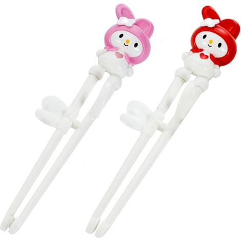 paires de baguettes d'apprentissage pour débutants avec assistant, adaptées aux débutants et aux personnes âgées. Baguettes d'apprentissage en forme d'animaux mignons : lapin rouge et rose.