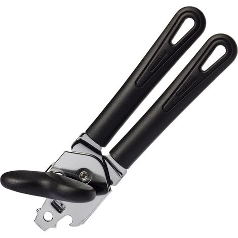 Ouvre-boîte à Pince - 1 Unité - Acier et Plastique - Découpe Rouleau et Levier - Cuisine Quotidienne - Noir 20,8 cm (1/2)