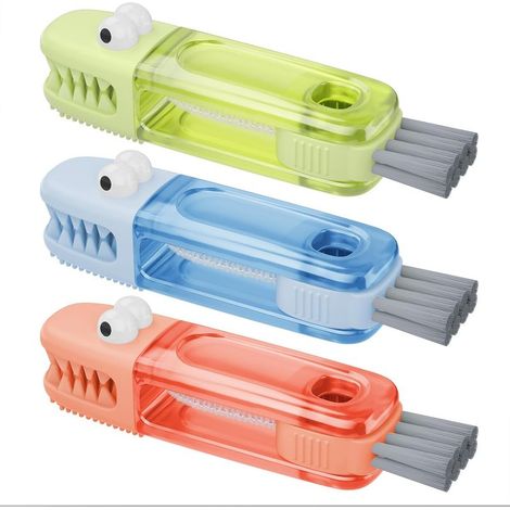 Ensemble de brosses de nettoyage 3 en 1 pour couvercles de tasse, brosse multifonctionnelle pour biberons, nettoyant pour couvercles de tasse en silicone (multicolore) (1/4)