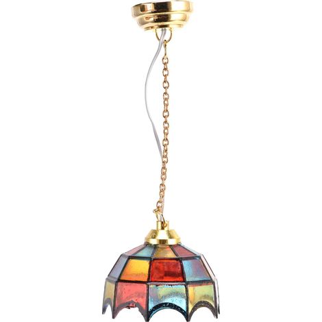 Lustre Miniature LED Coloré pour Maison de Poupée 1:12, Décoration Plafond Élégante (1/5)