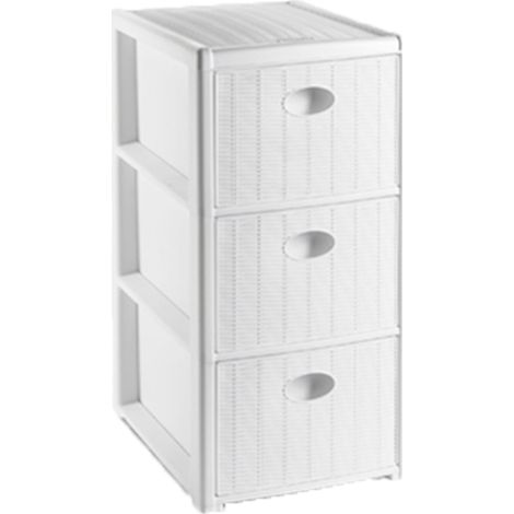 Stefanplast Cassettiera Elegance Bianca 3 Cassetti 30x40 H 60 cm - Polipropilene Super Resistente - Montata con Ruote (1/6)