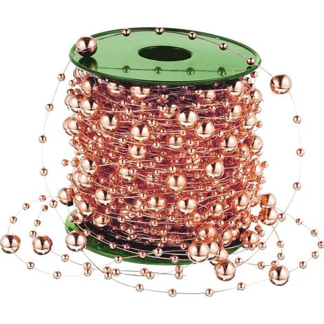 1 Rouleau Guirlande de perles, 60 mètres, plastique brillant, or rose, décoration sapin Noël, centre de table mariage (1/5)