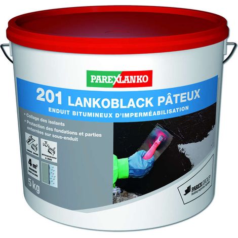Parexlanko – Imperméabilisant pâteux 5 kg – Protection contre l'eau, acides et bases – Pour béton, bois et métal – Application sur fondations enterrées