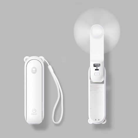 Ventilateur portatif avec batterie de secours 4800 mAh, autonomie maximale de 46 heures, ventilateur de poche portable à piles ou ventilateur personnel pliable alimenté par USB-Blanc (1/5)