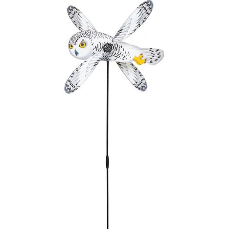 Elemento decorativo da giardino hq-invento paddle spinner snowy owl meccanismo a palette 52x115 cm