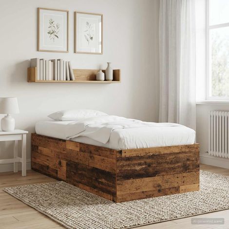 Estructura de cama de suelo Madera envejecida 80 x 200 cm (1/5)