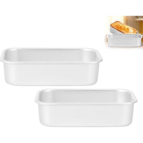 Moule à pain rectangulaire - Lot de 2 pièces - Moule à pain en aluminium pour gâteaux, viandes, glaces et lasagnes - Compatible four (1/5)