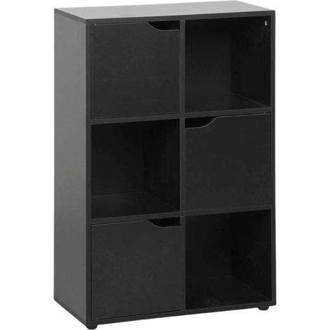 Estanterías - Estantantería Ivar 6 Compartimentos con 3 Puertas - Negro