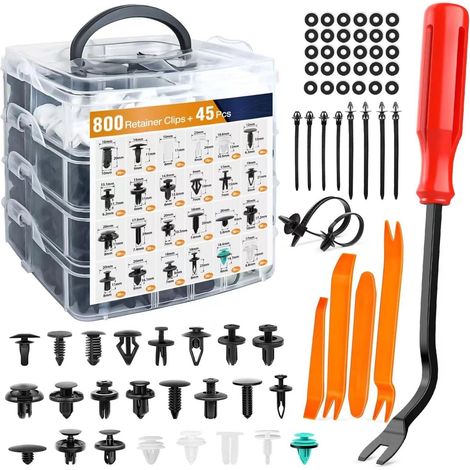 Kit de fixation automobile 800-100 pièces, rivets de garde-boue, clips en plastique, goupilles de carrosserie à pression, rivets, réparation de pare-chocs et de panneaux de garniture de porte (800 piè (1/5)