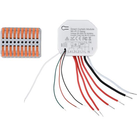 Module Interrupteur Rideau Intelligent 2 Voies, Contrôle WiFi par App, Minuterie pour Électroménager Connecté 90‑250V (1/5)