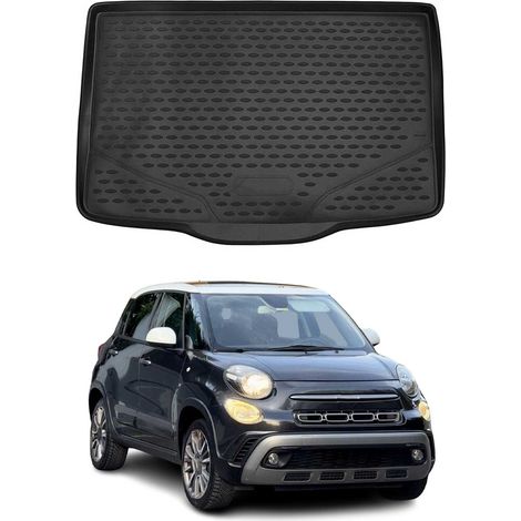 OMAC Tapis De Coffre Compatible avec Fiat 500L 2012-2023 en Caoutchouc Noir