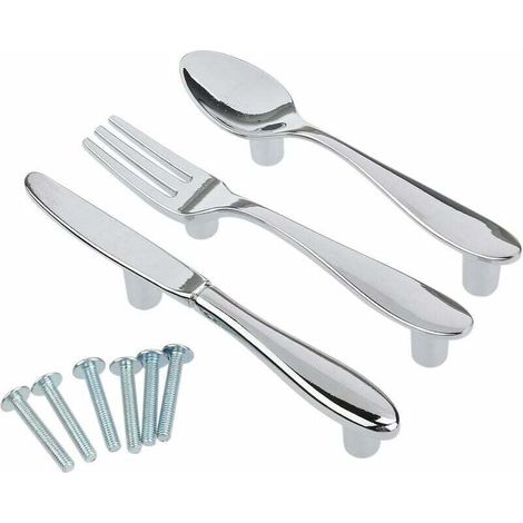 3-teiliges Set Messer-, Löffel- und Gabel-Küchenschrank-Schubladen-Schrankgriffknöpfe - Crezuo