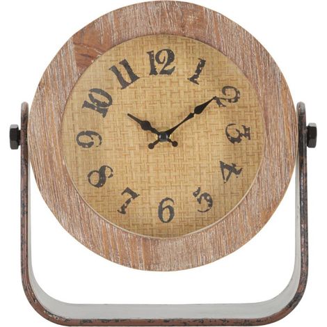 Horloge à Poser en Bois "Round" 24cm Marron (1/5)