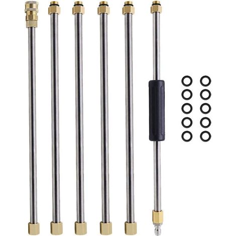 Accessoire Nettoyeur Haute Pression 1/4 Pouce Connecteur Rapide Ensemble De Baguettes D'Extension En Acier Inoxydable Pour Lavage Voiture Et Nettoyage Gouttière (1/5)