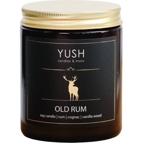Candela di soia Old Rum con note di rum, cognac e vaniglia - YUSH - 180 ml (1/2)