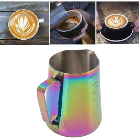 Tasse à latte art en acier inoxydable 304, style italien, avec graduations et bec verseur, 900 ml, sept couleurs (1/5)