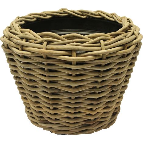 VAN DER LEEDEN DRYPOT® Rattan Pflanzkübel Grau Ø 57 cm - Sylter Körbe