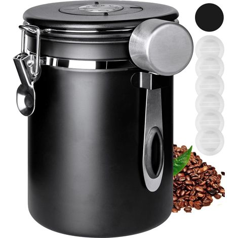 Boîte hermétique en acier inoxydable avec couvercle, idéale pour conserver le café et pour organiser la maison dans la cuisine et sur le plan de travail.-AquaForge (1/5)