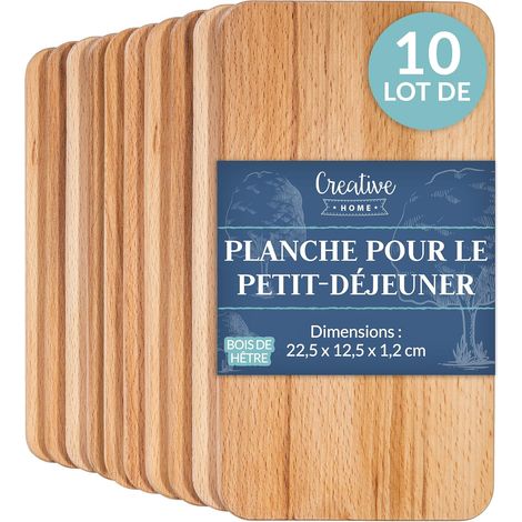 10 x Planches à Découper Bois Petit Déjeuner 22,5 x 12,5 cm