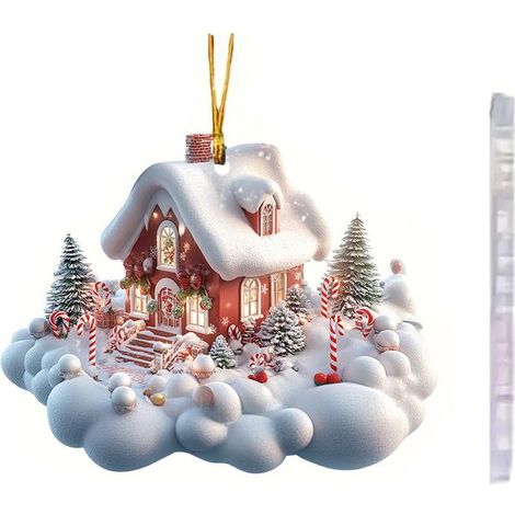 Guirlande De Décoration En Acrylique - Maison De Neige De Noël - Pendentif Pour Arbre De Noël Et Intérieur - 1 Pièce (1/3)