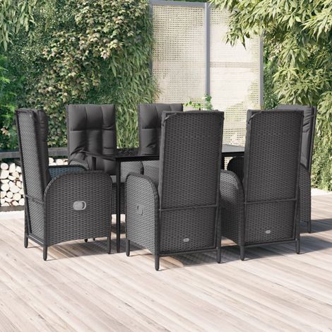 Ensemble Table et Chaise de Jardin 7 pcs - Ensemble Table à manger + 6 chaises Noir Résine tressée BV916458 - BonneVie (1/5)