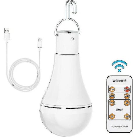 Filiyano-Ampoule rechargeable USB avec télécommande, ampoule LED 7 W à piles, culot E27, intensité variable tactile avec minuterie, idéale pour le (1/4)