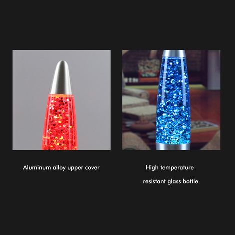 Lampe à lave en cire de 33 cm (13 pouces), lampe à lave pailletée, lampe à cire liquide, veilleuse pour salon et chambre (1/5)