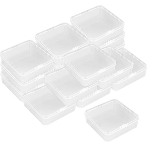 1 Boîte de rangement, plastique transparent, couvercle rabattable, organisateur bijoux, pour cartes et perles (1/5)