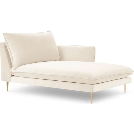 Méridienne droite en velours beige clair (1/5)