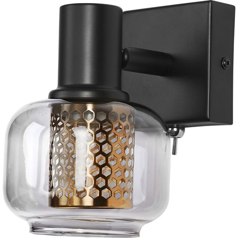 OSRAM DECOR Spot Firefly Applique murale, 1 x 2,8 W, E14, 250 lm, 2700 K, blanc chaud, gradable, IP20, métal/verre, noir, LED incluse et interchangeable (1/5)