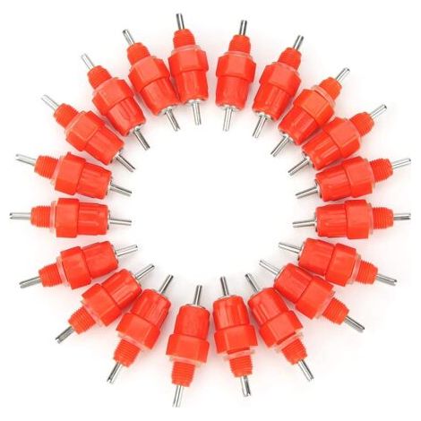 20pcs Automatique Tétine Abreuvoir Poule Volaille Poulet Canard Poule Distributeur d'eau Le Style Vis à Vis élevage Alimentation du Bétail Abreuver équipement RougeÉquipement pour bétail (1/5)