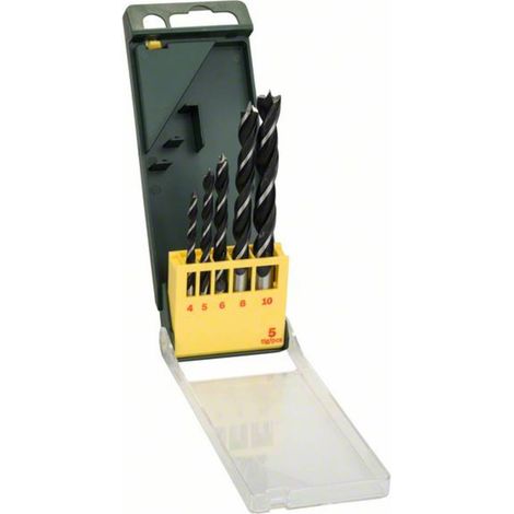 Bosch Accessories 2607019440 Jeu de forets pour le bois 5 pièces 4 mm, 5 mm, 6 mm, 8 mm, 10 mm tige cylindrique 1 set