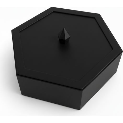 Scatola portagioie esagonale nera con coperchio