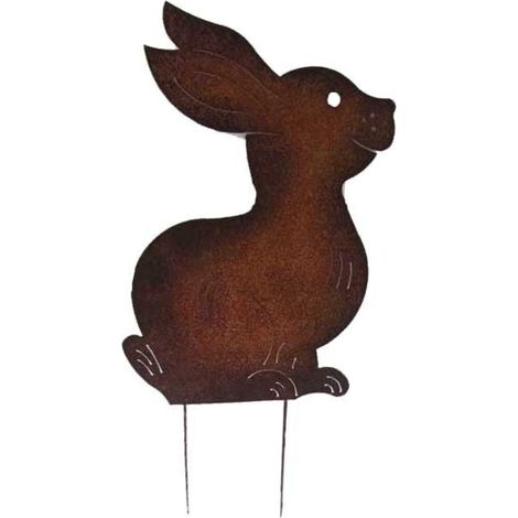 Lapin souriant en métal - Déco jardin 39cm