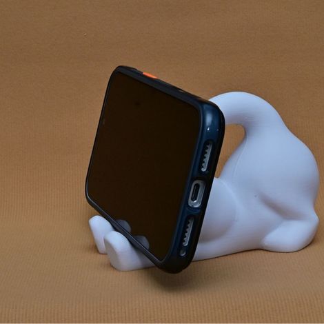 Support téléphone de bureau créatif en forme de chat imprimé en 3D, support portable pour smartphone, support mains‑libres pour diffusion en direct (1/3)