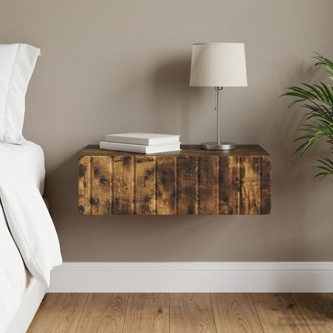 vidaXL Table d'appoint murale Chêne fumé 59 x 34,5 x 17 cm
