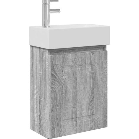 vidaXL Bathroom Vanity Unit with Tap Grey Sonoma 45.5 x 22.5 x 84 cm (1/4)