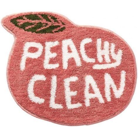 55x63cm Tapis de bain, tapis de pied antidérapant rose corail pêche, forme de pêche rose corail avec tapis de salle de bain absorbant l'eau en peluch (1/5)