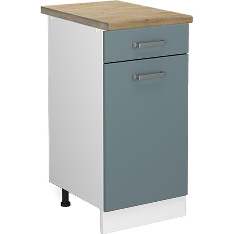 Mueble bajo de cocina R-Line, Gris azulado, 40 cm , ET Roble, Vicco
